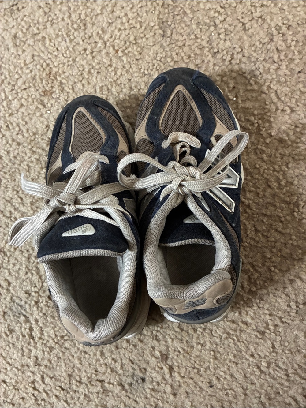 New Balance Kids Navy and Tan Sneakers
